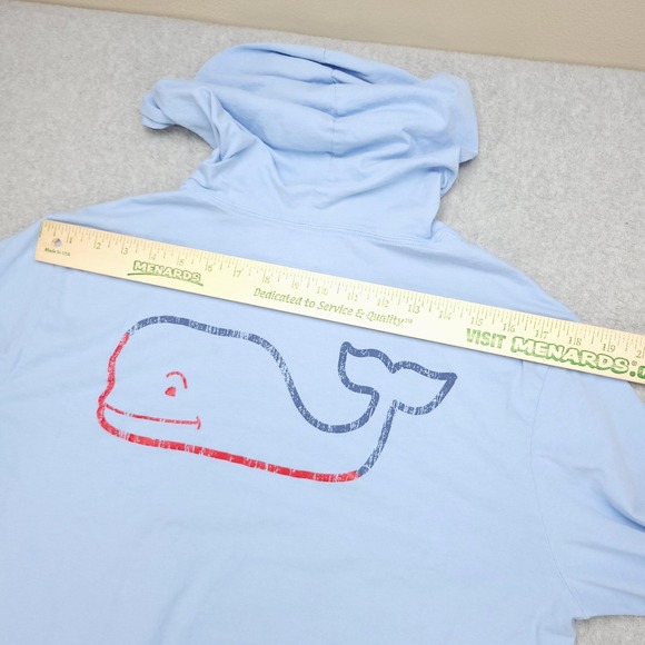 Vineyard Vines Shirt Mens Medium Light Blue Hooded Long Sleeve Whale Logo - Picture 14 of 16